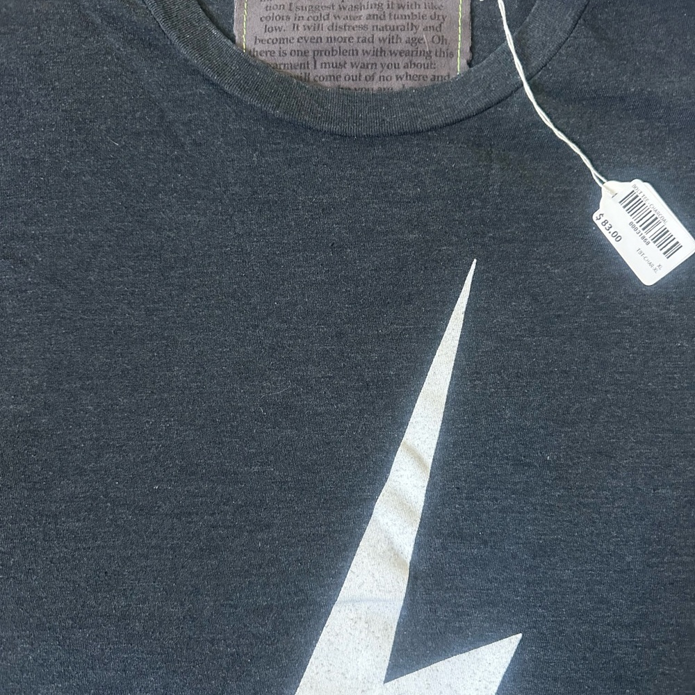 Gray T-Shirt with White Lightning Bolt